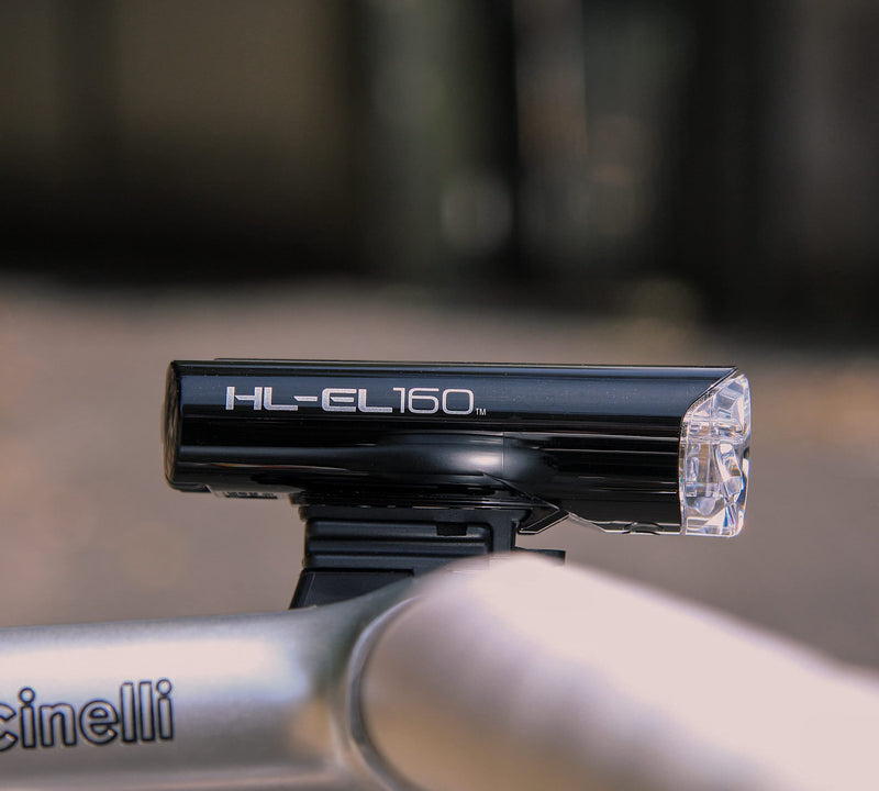 CATEYE HL-EL160 Bike Headlight – IPX7 Waterproof 50 Lumen LED Light with OptiCube™ Lens, 250 Hour Runtime, Low Battery Indicator, AA Battery, Flextight™ Mount, Fits Road, Urban, MTB & Gravel Bikes