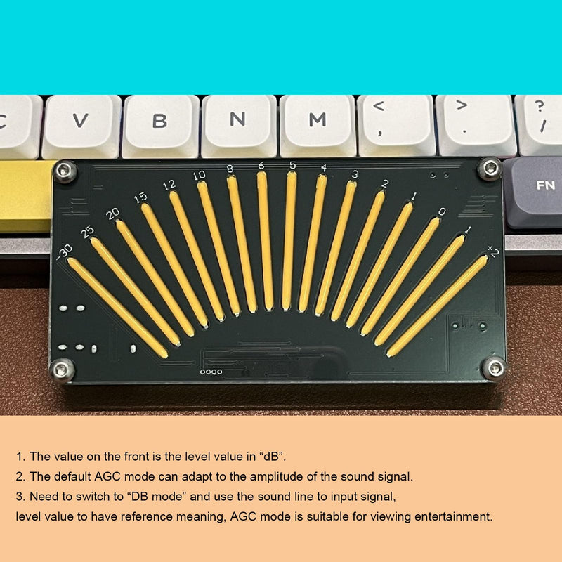 [Australia - AusPower] - Music Level Meter Board, 16 Bit Indicator Music Level Meter Stereo LED VU Meter Indicator with Adjustable Light Speed Control for Home Audio System 