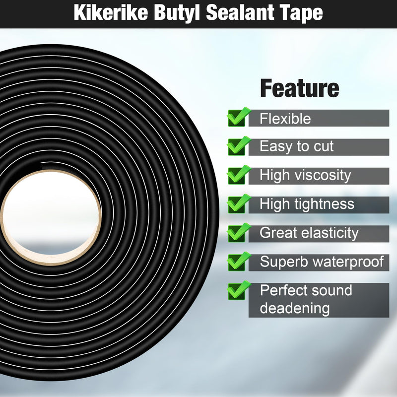 [Australia - AusPower] - Butyl Rubber Tape Headlight Glue Sealant Rope 14.8Ft Diameter 9mm Butyl Putty Foam Strip Butyl Rubber Caulk Sealer for Automotive (Car RV Truck Marine) Window Door Windshield Sealing - Black, 1 Roll 