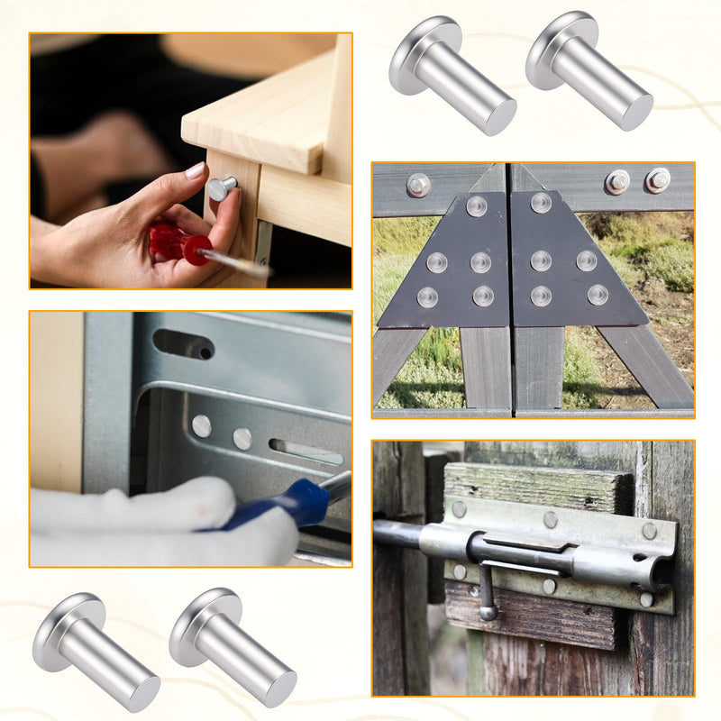 [Australia - AusPower] - 100 Pcs 3/16" Diameter X 3/8" Length Aluminum Head Rivets 0.19" Diameter 0.375" Length Aluminum Boat Rivets Fix Leaky Solid Rivet Modified Fasteners Round Head Rivet 