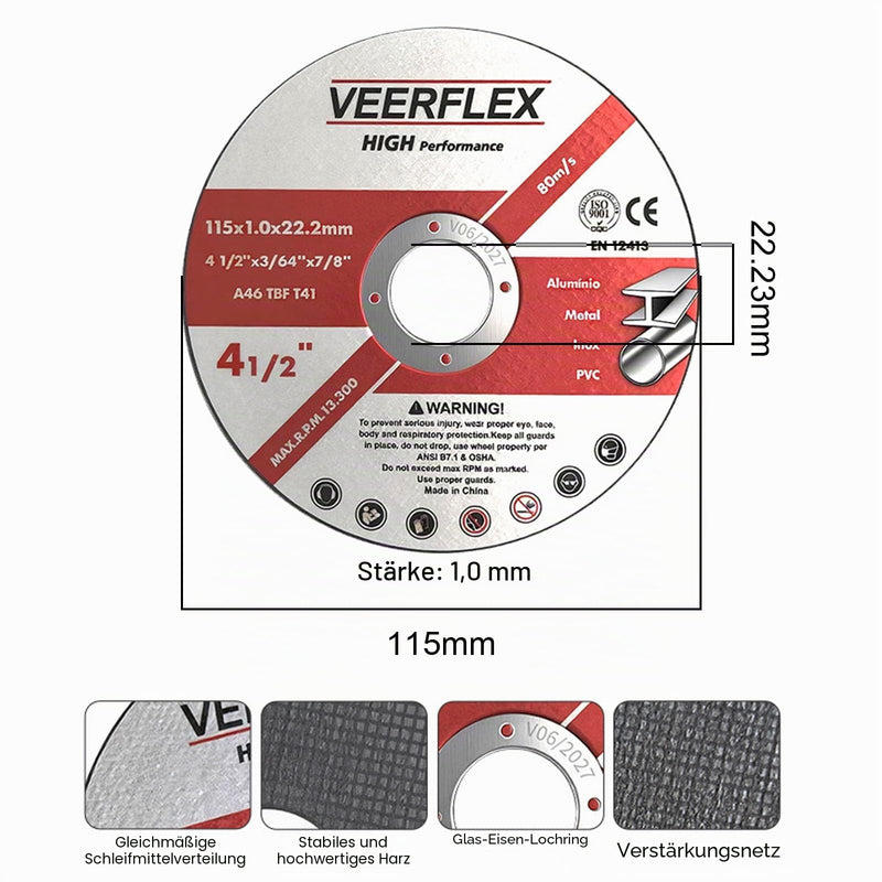 Set of 4 Cutting Discs 115 x 1 x 22.2 mm, Angle Grinder Discs 115 Set for Cutting Metal, Stone, Wood, Ceramic, Tile