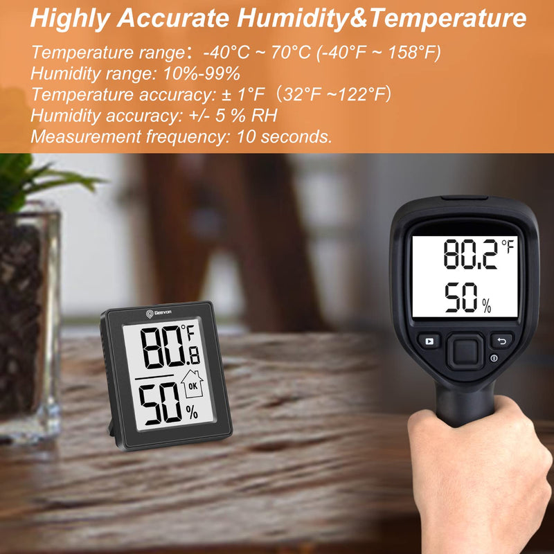 [Australia - AusPower] - Geevon Digital Hygrometer, 3 Pack Indoor Thermometer Room Temperature Humidity Gauge with Battery,Digital Temperature Humidity Meter Indicator for Home, Office, Greenhouse, Mini Hygrometer,Black Black 1 