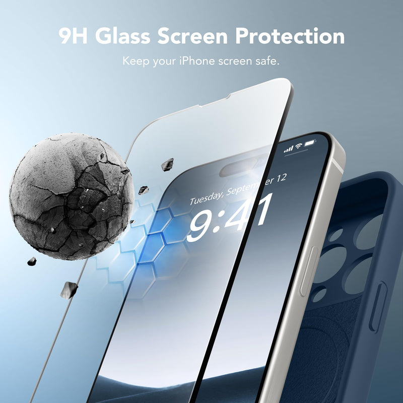 [Australia - AusPower] - Magnetic for iPhone 15 Pro Case, Compatible with MagSafe, [Full Camera Protection][2 Screen Protectors] Silicone Shockproof Protective Phone Case for iPhone 15 Pro 6.1", Cobalt Blue 
