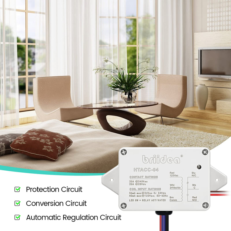 [Australia - AusPower] - Enclosed Power Control Relay, Briidea 20 Amp SPDT Power Relay with 24 VAC/DC/120 VAC Coil, Compatible with HVAC, Temperature Controller Switches 