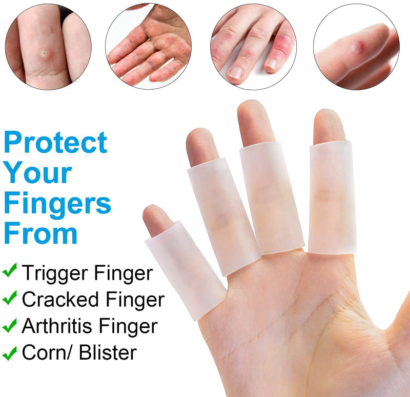 [Australia - AusPower] - Sumifun Finger Sleeves, 8PCS Gel Thumb Finger Tubes for Arthritis, Trigger Finger Pain, Silicone Fingers Protector for Golf, Basketball, Golf, Rugby, Cracked Finger 4pair(8pcs) 