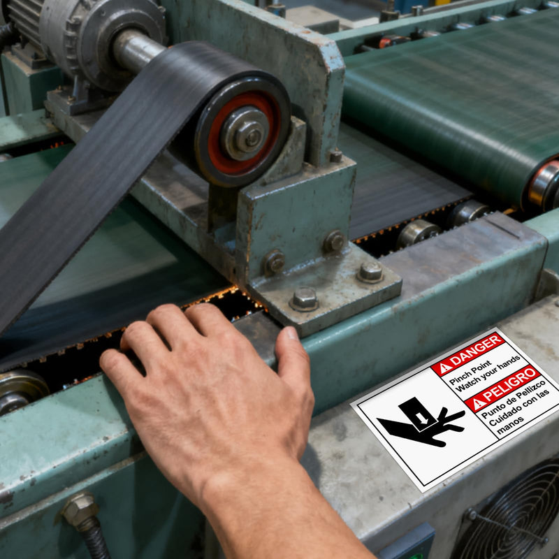 20 Pcs DANGER Pinch Point Watch Your Hands ANSI Bilingual Safety Label Decal - 5'' x 3.5'' Vinyl ANSI Safety Warning Sign Stickers for Indoor Outdoor Machinery Workplace(Danger) 20