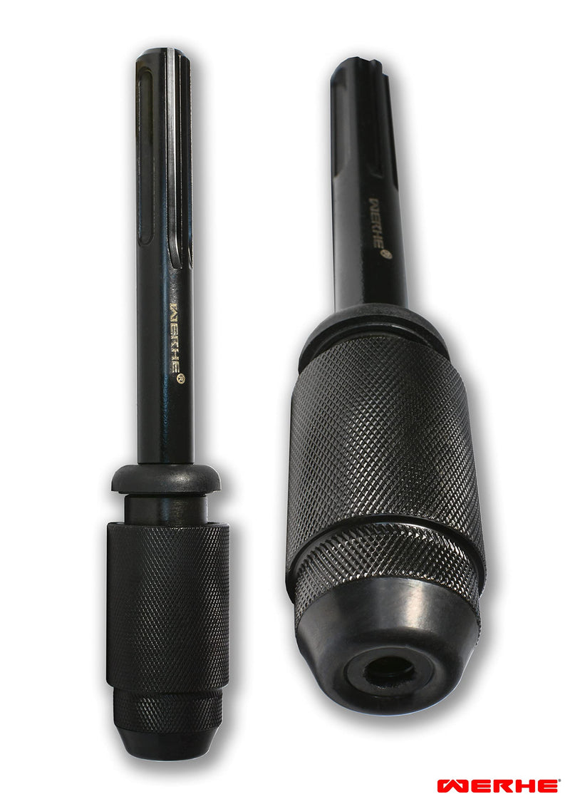 WERHE SDS-Max to SDS-Plus Adapter Chrome Vanadium Steel for Hammer Drills | Sandblasted surface, rust protection, tool-free assembly, rubber protection, for drills, chisels, core drills, length 25 cm Adapter Sds Max to SDS Plus