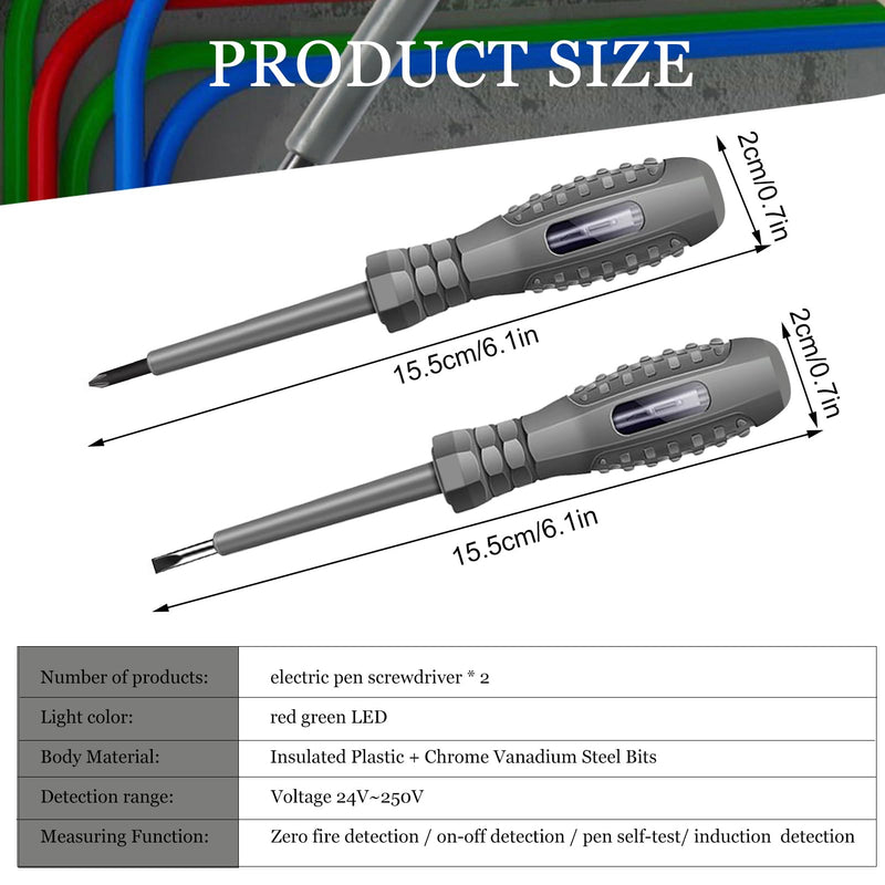 [Australia - AusPower] - 2-in-1 Screwdriver with Strong Torque and Magnet, 2 Pieces Voltage Tester Screwdriver, Phase Tester Screwdriver, Electrician Screwdriver, Power Tester Screwdriver Test Screwdriver 