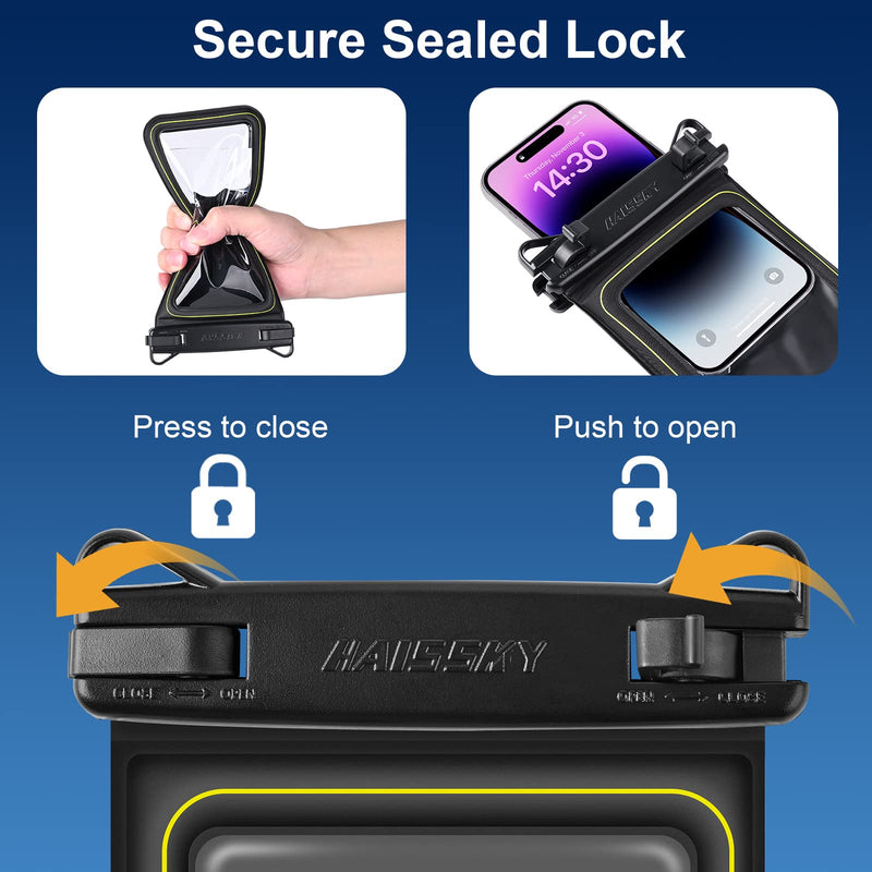 [Australia - AusPower] - IP68 Floating Waterproof Phone Pouch, Universal Sponge Water Proof Cell Phone Case Bag with Adjustable Lanyard, Protector Pouch for iPhone 15 14 13 12 11 Pro Max Samsung Google, Up to 6.7'' Black 6.7" 