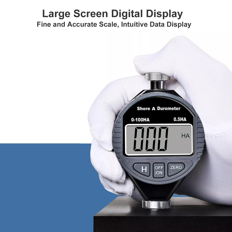 [Australia - AusPower] - Hardness Tester, Durometer Shore Type A 0-100HA, Digital Durometer 0.1HA Resolution, with Large LCD Display for Rubber, Plastic, Tire, Leather, Wax 