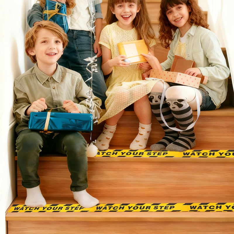 1 Pieces Watch Your Step Caution Tape 1.97in x 16.4Ft Warning Sticker Adhesive Tapes Yellow Caution Tape Anti-Slip High Traction Safety Grip Tapes for Stairs Steps Ladder, Indoor Outdoor Treads ﻿