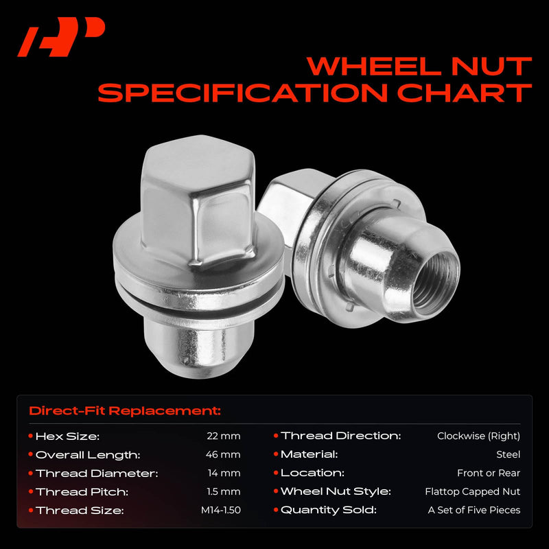 A-Premium M14-1.50 Wheel Lug Nuts Compatible with Land Rover Range Rover Sport Discovery LR3 LR4 Front and Rear 5-PC Set 5PCS