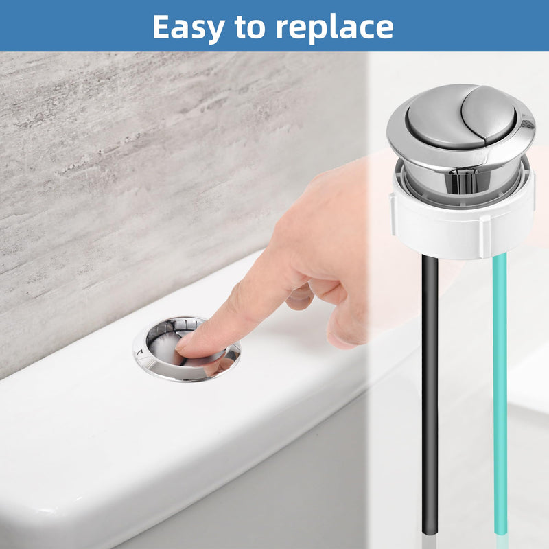 38mm Toilet Push Button Replacement, Dual Flushing Toilet Push Button Spare Parts, Compatible with Geberit & Kohler Part, Satin Chrome, Easy to install, 2Pack 2 Pack