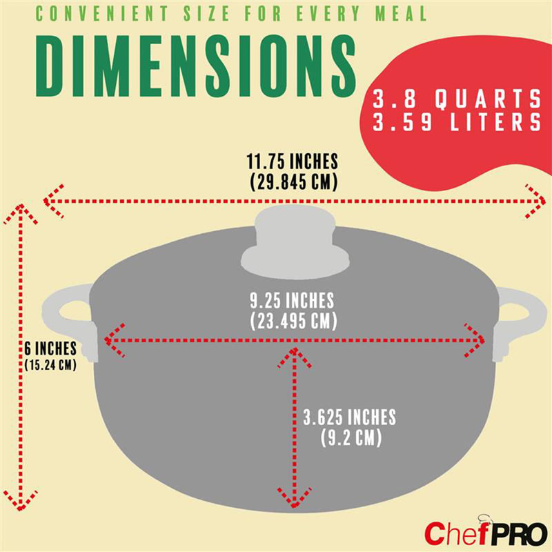 ALUMINUM CALDERO STOCK POT by Chef Pro, Durable Aluminum, Superior Cooking Performance for Even Heat Distribution, Perfect For Serving Large/Small Groups, Riveted Handles, Commercial Grade, 3.8 Quart