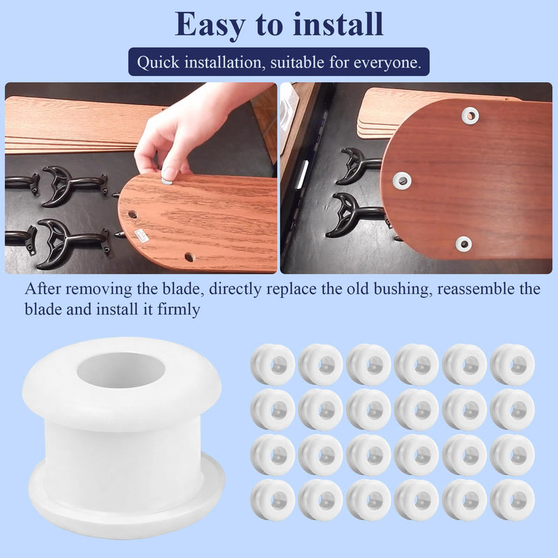 [Australia - AusPower] - 25 Pcs Antique/Vintage/Discontinued Rubber Grommets Fit for Hunter Ceiling Fans, Ceiling Fan Blade Replacement Rubber Grommets, Ceiling Fan Washers/Bushings fits Hunter Fan Blade Grommets Spare Kit 25 Pcs White 