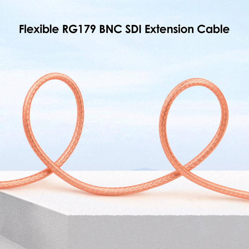 XRDS - RF Flexible 50FT HD-SDI Cable, BNC to BNC Video 75 Ohm RG179 Extension Cable for 4K 1080P 3G HD SDI Camera, Monitor, Recorder, Converter 50 FT Brown 1