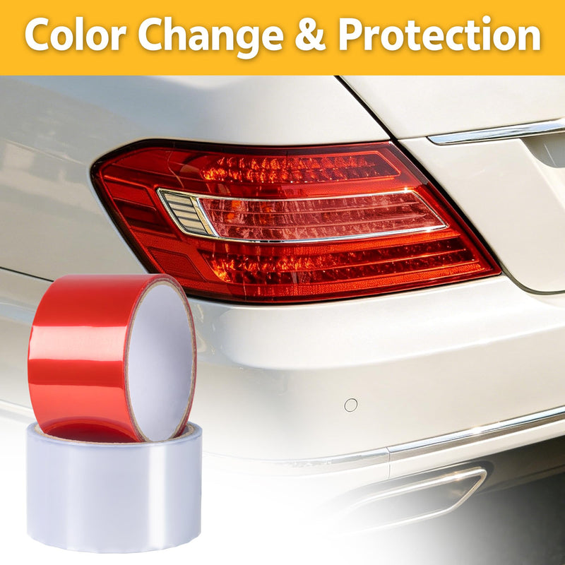 Lypumso 2in x 20ft Tail Light Repair Tape, Self-Adhesive Headlight & Taillight Repair Transparent Tint Vinyl Tape, 2 Rolls Red & Clear Auto Tail Fog Lights Headlight Lens Light Tape Red and Clear