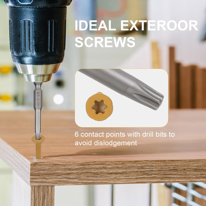 [Australia - AusPower] - Wood Screws #10 x 5’’, T25 Star Torx Drive Flat Head Deck Screws, Tan, 42Pcs (1lb) 10x5'' 1 