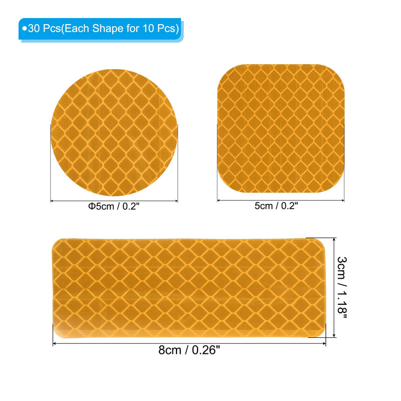 PATIKIL Reflective Stickers, 30 Pcs Safety High Visibility Reflective Sticker Waterproof Outdoor Reflectors for Bicycle, Clothing, Yellow (3 Shapes)