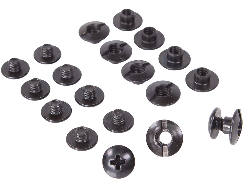 [Australia - AusPower] - 1/8" Black Chicago Screws & Binding Posts Fasteners for Leather Straps/Belts, Kydex Holster/Sheath Repair or Rivet Parts Replacement, Thru Hole Open Slot Design. Made in USA 10 Pack Flat Head 