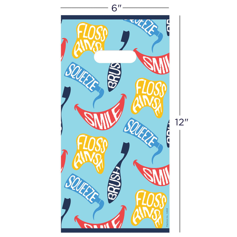 [Australia - AusPower] - Practicon Squeeze Brush Smile 6" x 12" Dental Giveaway Bag, Dental Hygiene Patient Care Goodie Bag, Dentist Office Plastic Gift Bags, 100 Pack 6" x 12" 