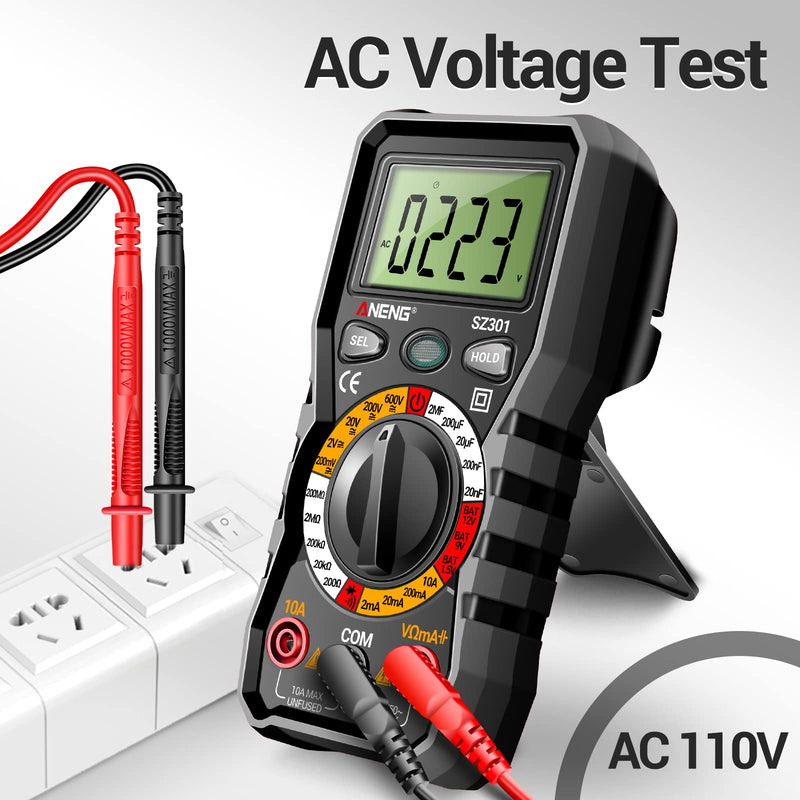 [Australia - AusPower] - ANENG Digital Multimeter Measures Voltage,Current,Resistance,Diodes Continuity with Non Contact Voltage Circuit Tester,Receptacle Detector,Power Socket Checker,Wall Plug Electrical Tools 