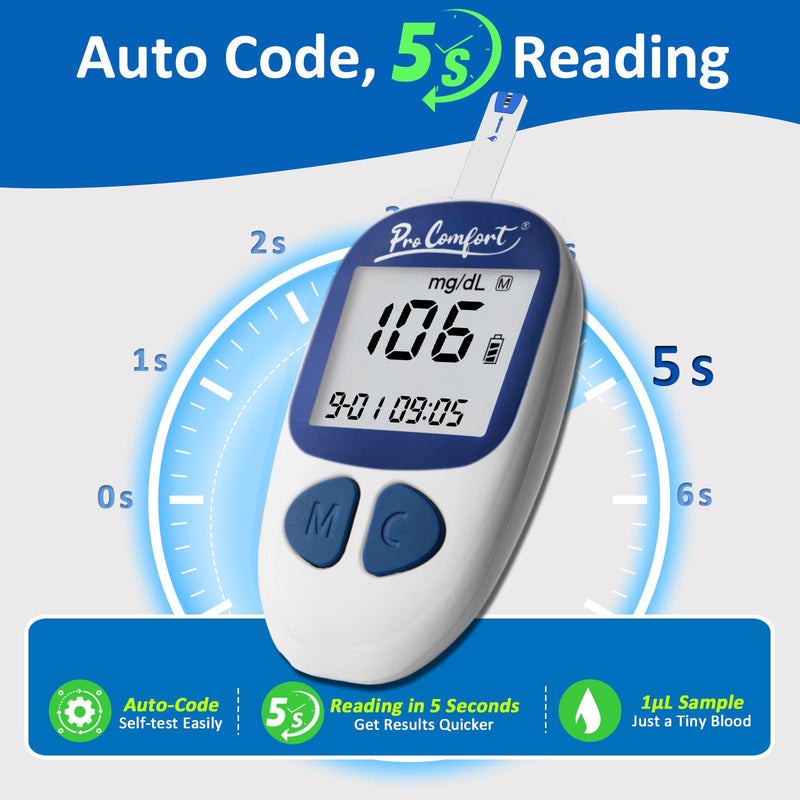 [Australia - AusPower] - Blood Glucose Test Strips for Diabetes 100 Count Blood Sugar Test Strip, Used with Pro Comfort Glucose Monitor Only, No Coding 