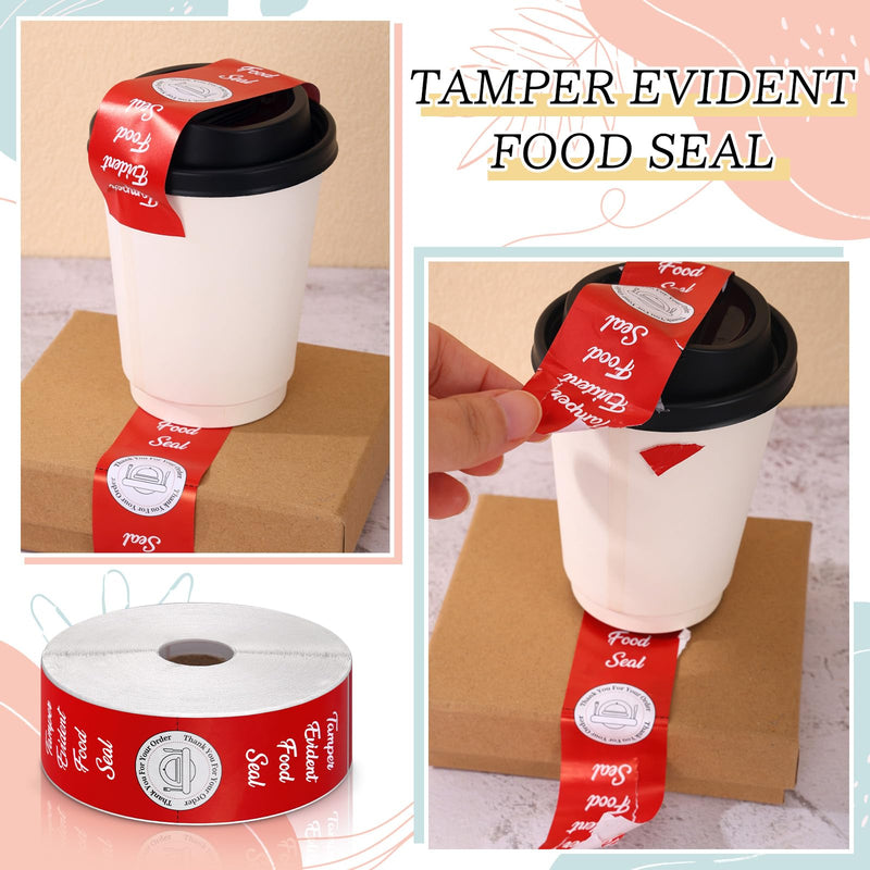 1000 Pcs Tamper Proof Stickers 1.5 x 6 Inch Tamper Evident Tape Security Delivery Seals for Freshness Labels Drink Food Pizza Packaging Red
