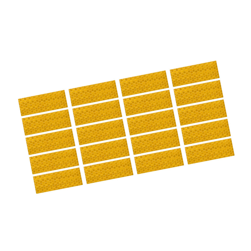 20 Pcs Reflective Stickers, 3.11"x1.18" Rectangle Shape Safety Tape Reflector Universal for Cars Trucks Trailers Waterproof PET Yellow Auto Replacement Parts