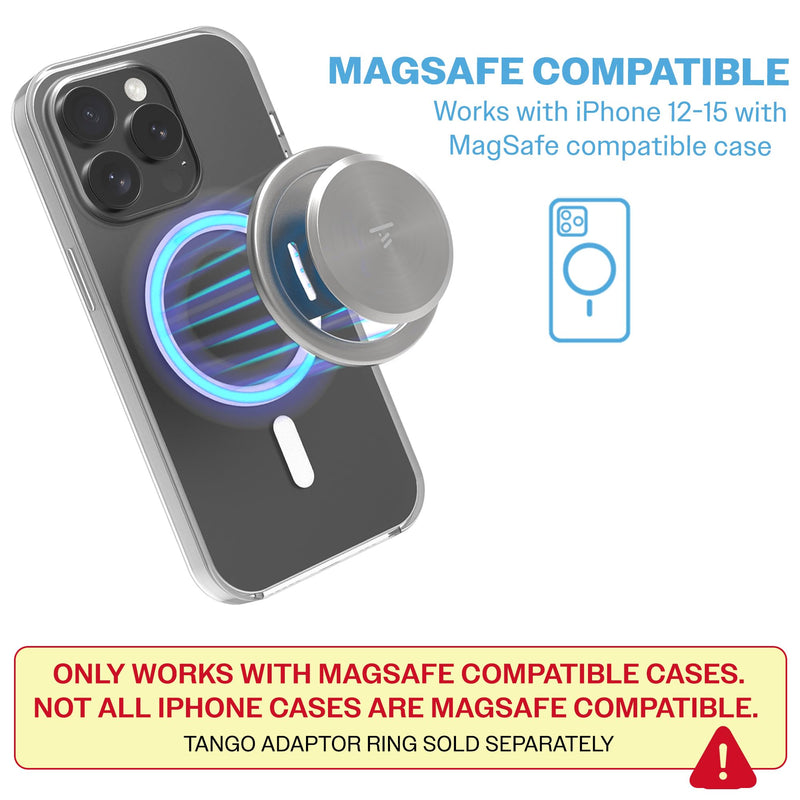 [Australia - AusPower] - Ultra Thin Phone Grip: Space Grade Steel, Poppable, Standable, Removable for Wireless Charging. MagSafe® Compatible. Mobile Accessory for iPhone 12, 13, 14, 15.… Brushed Steel 