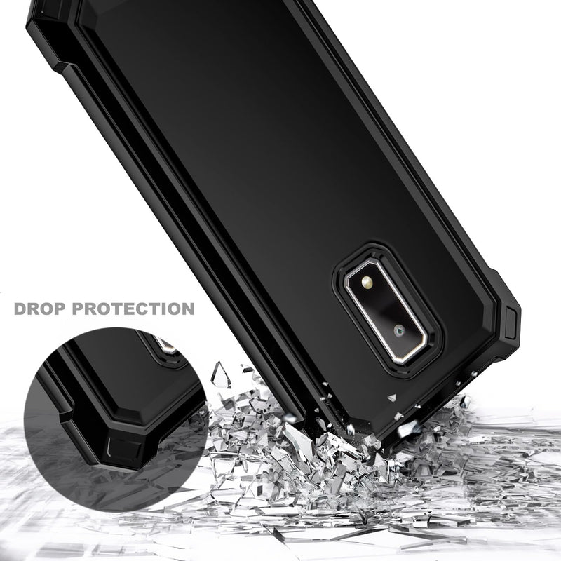 [Australia - AusPower] - Compatible with BLU View 4 (B135DL) / View 2 2023 Case with Tempered Glass Screen Protector, Full-Body Protective Shockproof Rugged Bumper Cover, Impact Resist Case (Black) Black 