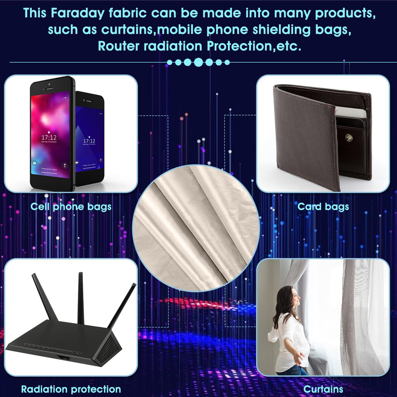 Tatuo 3 Rolls 1 Roll Faraday Fabric 79" x 42.5" Emf Shield Protection Emf Blocker Faraday Tape for Anti Radiation, EMI Isolation, Signal Blocking, Wi-Fi Jammer