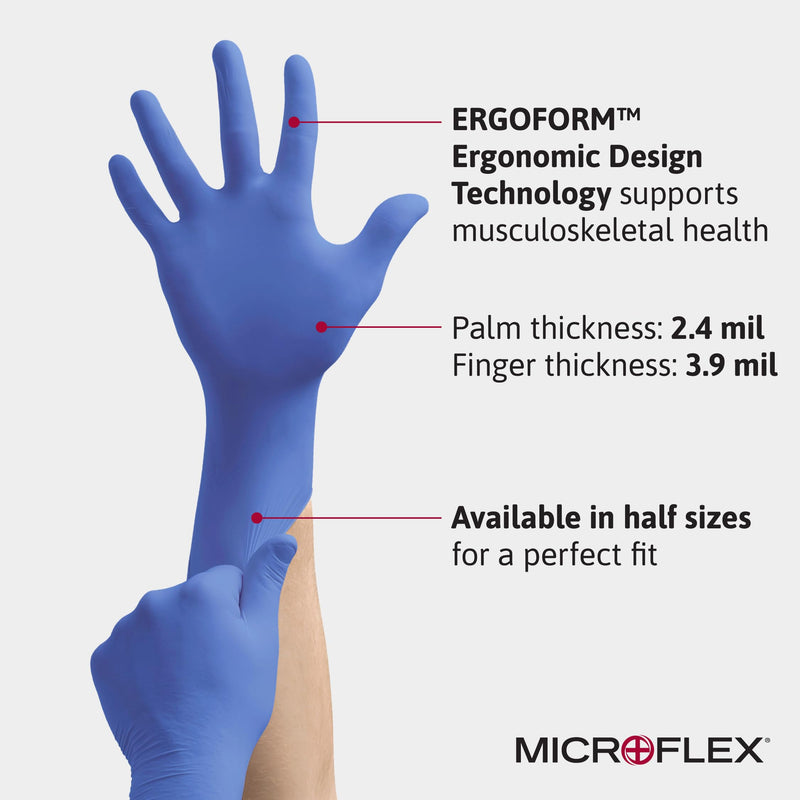 Microflex UF524XS Ultraform Powder Free Nitrile Glove Size Small Box of 300 Small (7.0)