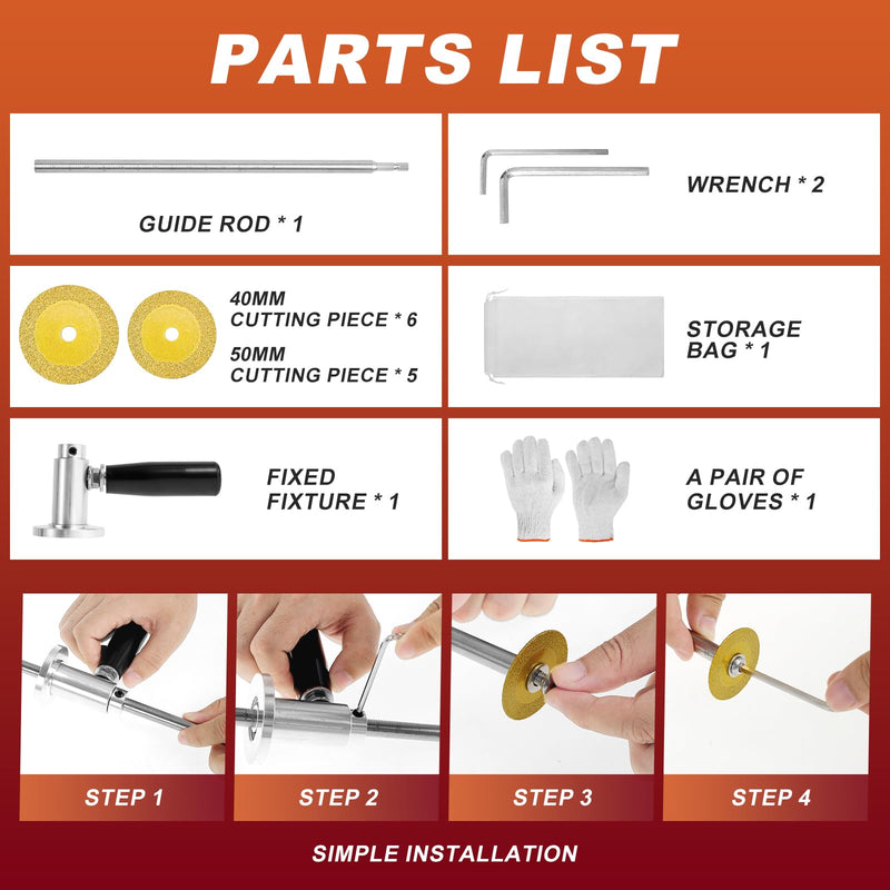 7 Inch Inside Pipe Cutter Kit for Tight Spaces – Adjustable Cutting Depth, 11 Pcs Diamond Cutting Wheel, 1/4" Hex Shank, PVC Pipe Cutter Tool Fits 1-1/2" to 8" for Glass Marble Jade 12