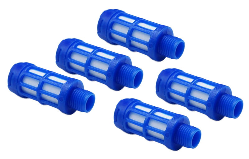 Pneumatic Silencer 1/8 Inch Plastic Set of 5 Industrial Quality (5, Plastic 1/8 Inch) Plastic 1/8"