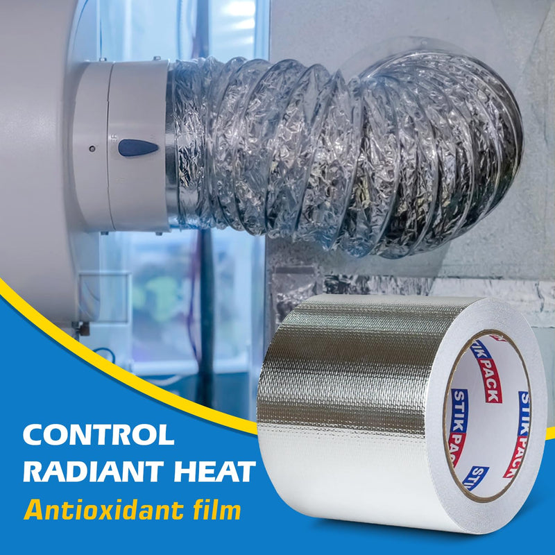 Aluminum Foil Heat Shield Tape 4in x 66ft, Self-Adhesive Heat Reflective Heat Resistant High Temperature Fiberglass Tear-Proof HVAC Silver Duct Tape for Ductwork, Dryer Vent & Insulation 4inx66ft