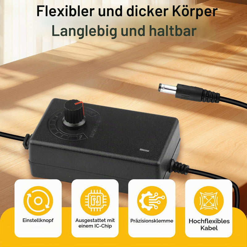 4 Pin PWM Fan Controller with 12 V Power Supply, Fan Speed Controller 100-240 V AC to 3-12 V DC 24 W 2A, Fan Speed Control Module with 1 to 4 Splitter Cable for PC Fan Receiver DVR Console