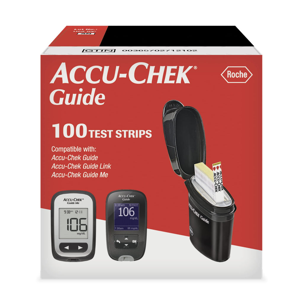 Accu-Chek Guide Glucose Test Strips for Diabetic Blood Sugar Testing (Pack of 100) 100 Count (Pack of 1)