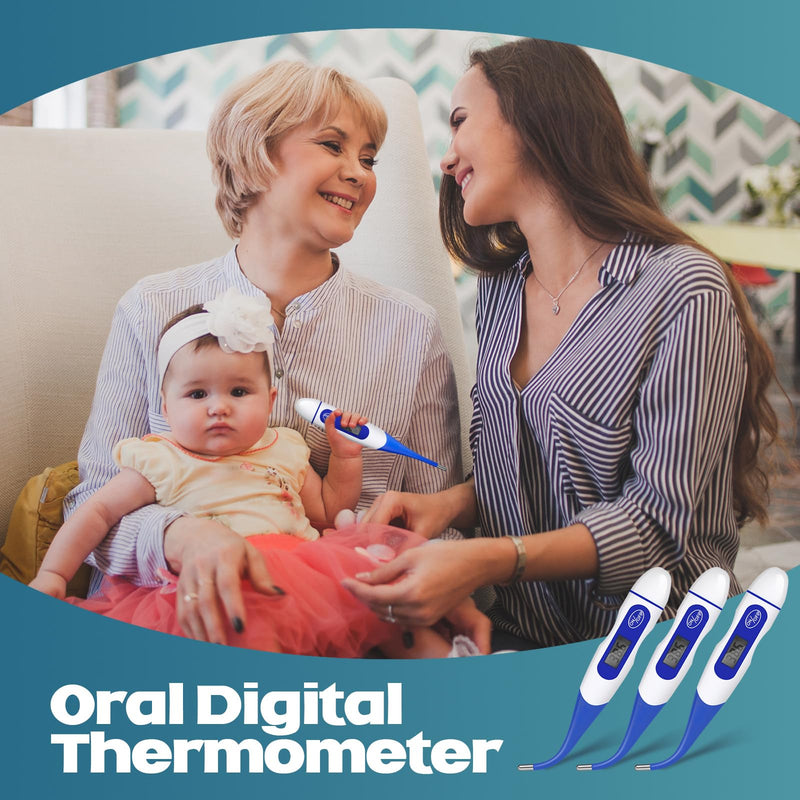 [Australia - AusPower] - TrelaCo 20 Pcs Thermometer for Adults Digital Oral Thermometer for Fever Basal Body Fast Reading Flexible Tip for Underarm Rectal Mouth Temperature Measurement 