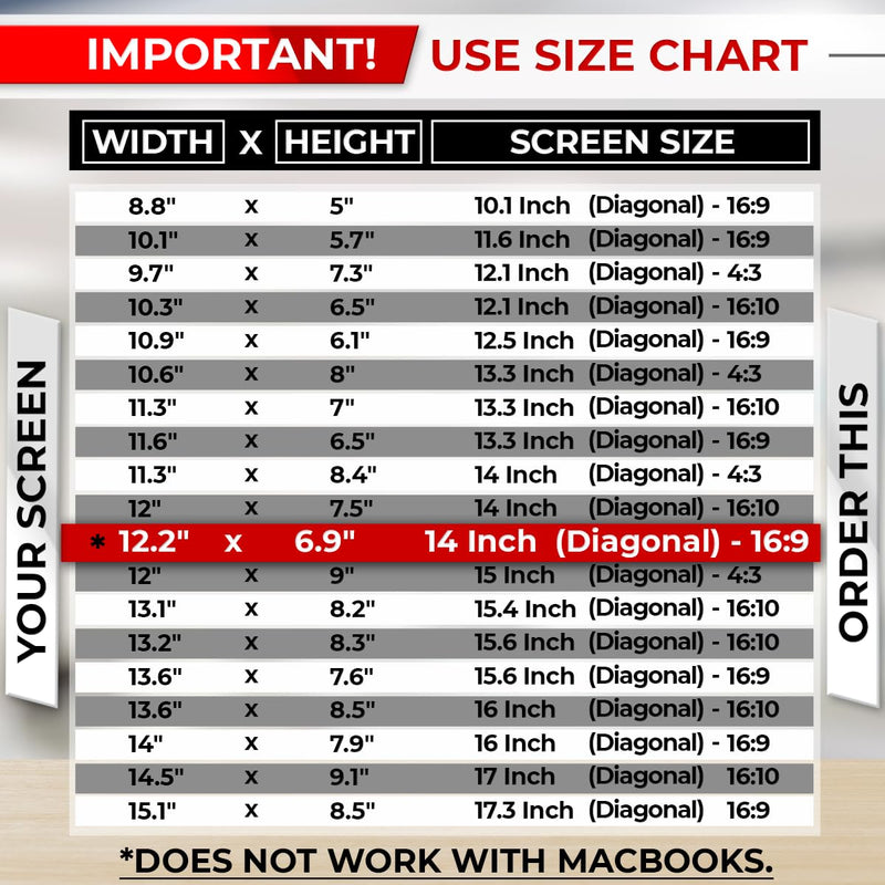 [Australia - AusPower] - 14 Inch 16:9 Laptop Privacy Screen Filter - Computer Monitor Privacy Shield and Anti-Glare Protector 14 Inch (Diagonal) - 16:9 Aspect Ratio 