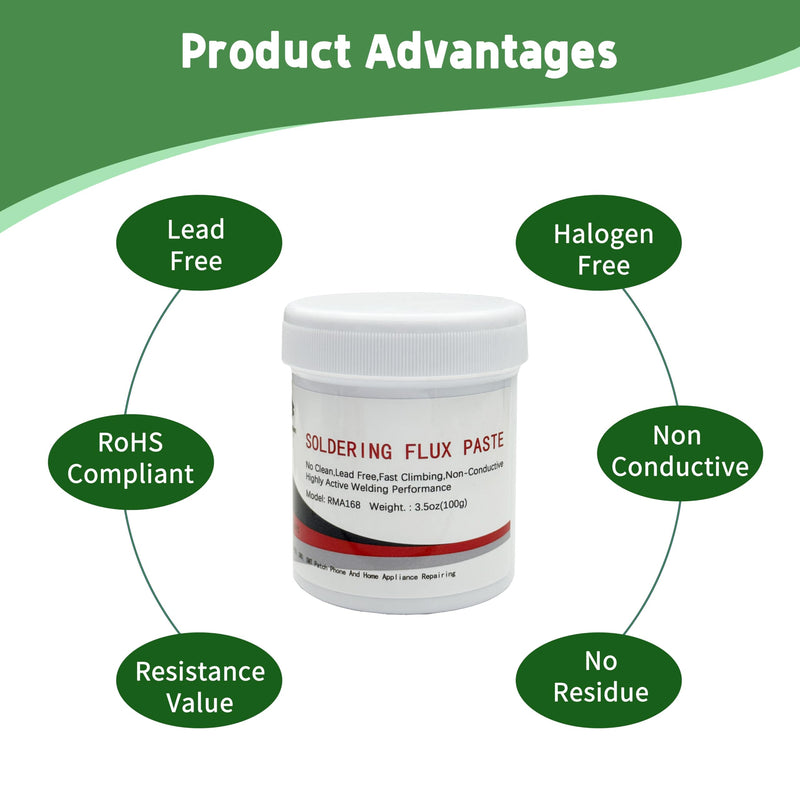 No Clean Solder Paste Flux (3.5oz/100g), BGA Solder Flux Paste, Electronic Flux Pastes for BGA/IC/CPU/PCB/SMD Solder