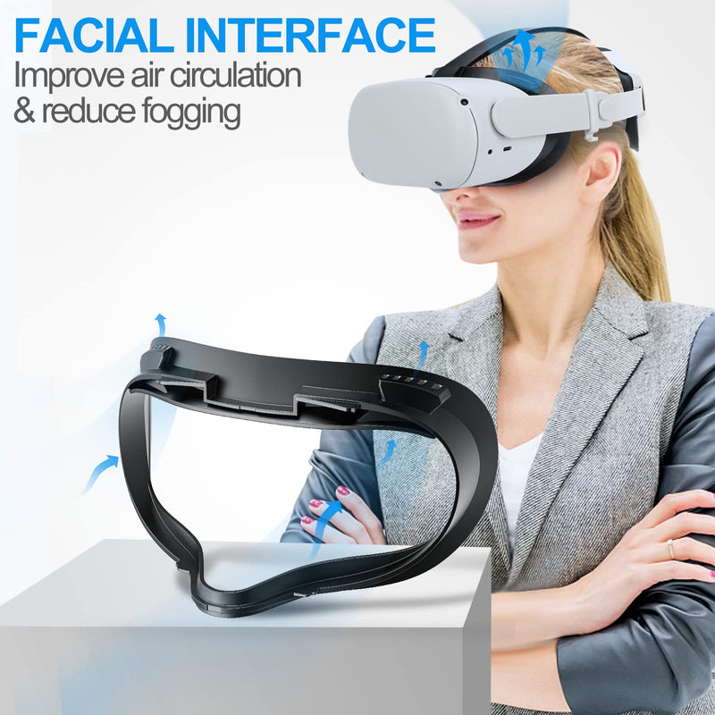 [Australia - AusPower] - SUPERUS Facial Interface & Face Cover Pad & Removable Nose Guard for Oculus Quest 2, Sweat-Proof PU Foam Cushion - VR Accessories for Meta Quest 2, Compatible with Oculus Quest 2 Original Spacer Face Pad + Removable Nose Guard 