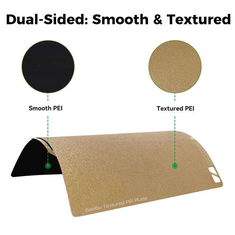 ENOMAKER Bamboo Lab Double Sided Textured + Smooth PEI Build Plate for A1,P1S,P1P,X1C,X1 Carbon,X1E,X1 3D Printer,Strong Adhesion 257x257mm Sheet,Magnetic Steel High Temp Print Bed Platform Accessory [X1/P1/A1/P2S/X2D]PEI Texture+Smooth,256x256mm