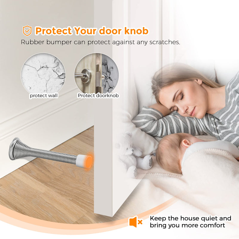 [Australia - AusPower] - Ravinte Door Stoppers, 12 Pack Spring Door Stops with Rubber Bumper, Satin Nickel Door Stoppers for Bottom of Door 