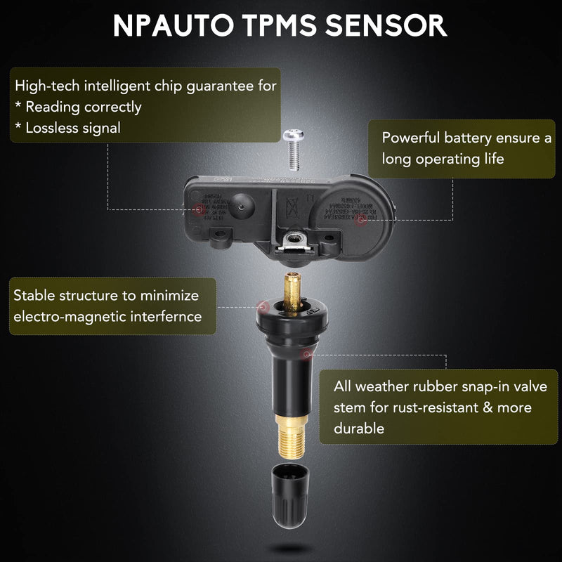 56029398AB TPMS Sensors Replacement for Chrysler Jeep Fiat Dodge Ram, Fits Charger Challenger Grand Cherokee Wrangler Tire Pressure Monitoring System OE#68142397AA 68241067AA 68241067AB 433MHz, 4Pcs