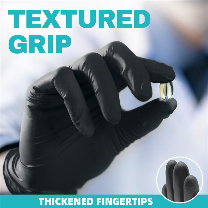 [Australia - AusPower] - Nitrile Exam Gloves, 4.0 Mil, 100 Pcs Black Disposable Gloves Powder-Free Latex-Free for Medical, Cooking, Food-Safe Black Medium (100) 