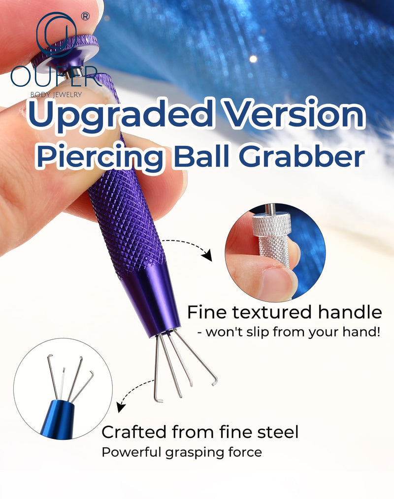 OUFER Piercing Ball Grabber Hinged Clicker Segmen Septum Tool Tweezers Piercing Tools Body Piercing Kit Internal Thread Push Pin Male Thread Assistant Body Piercing Kit for Ear Nose Lip Tool Pink