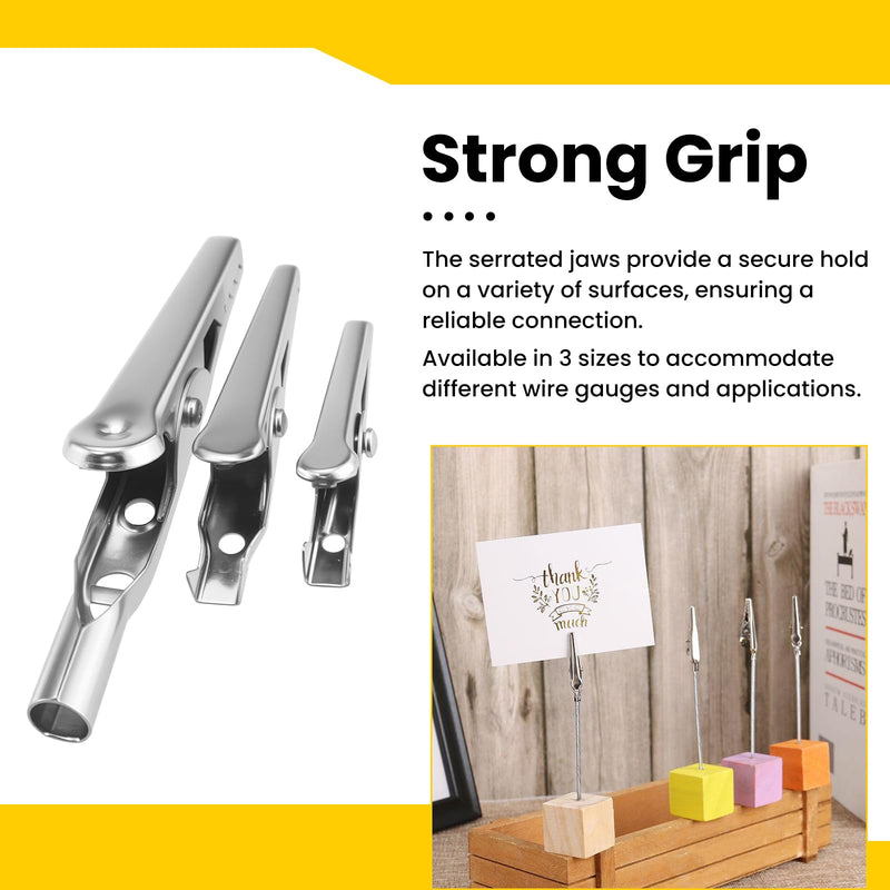 [Australia - AusPower] - 100 Pcs Metal Alligator Clips 3 Sizes, 51mm 35mm 27mm Silver Tone Crocodile Clamps, Nickel Plated Crocodile Clamps for Laboratory Electric Testing Work And Cable Lead Clip 3 Sizes（51mm 35mm 27mm） 