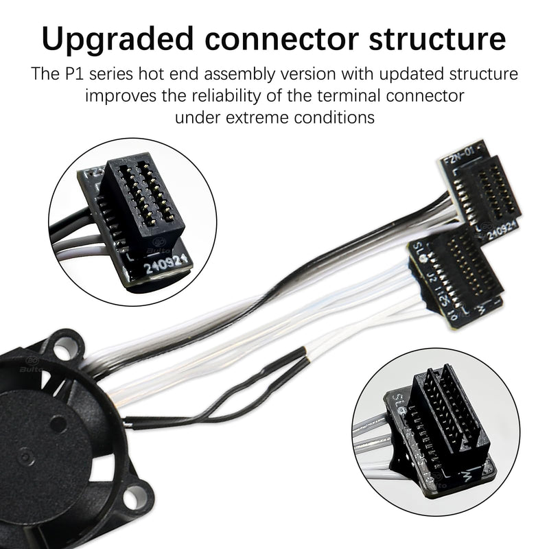 Original Bamboo Lab P1 Hotend Assembly Complete with Stainless Steel 0.2mm Nozzle,Ceramic Heater,Thermistor, Cooling Fan,Silicone Sock for P1S P1P 3D Printer Extruder Heating Block Replacement P1 Series