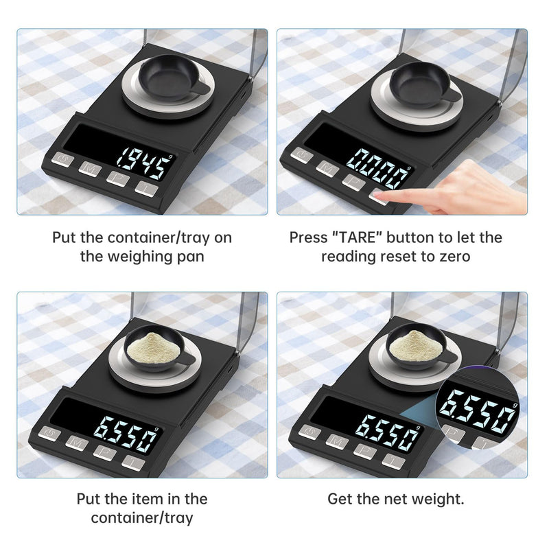 [Australia - AusPower] - Digital Milligram Scale 100g/0.001g rechargeability, High Precision Portable Jewelry Scale, Powder Scale, Micro Scale for Powder Medicine, Gold, Gem, Reloading, Calibration Weight 
